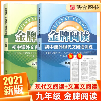 金牌阅读九年级现代文文言文阅读训练全套 初中9年级上下册语文阅读理解专项训练书初三中考课外名著阅读