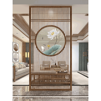 豪有范 进门玄关格栅客厅正对入户门隔断屏风装饰客厅现代新中式实木