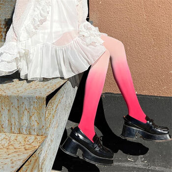 裤袜超薄夏天薄款超薄美腿袜夏季糖果彩色显瘦 粉色渐变 开裆 连裤袜