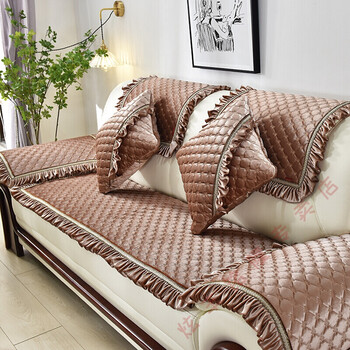 老式皮沙发垫防滑坐垫欧式简约四季套123组合单人皮毛绒定制家用楚楚