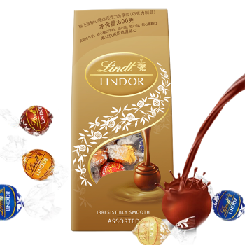 瑞士莲巧克力Lindt软心精选Lindor榛果冰山牛奶黑巧克力5种口味喜糖伴手礼年货糖果家庭分享装 瑞士莲经典版600g【5种口味】