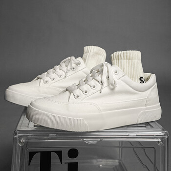 传奇保罗白色帆布鞋夏季低帮2024新款情侣板鞋男女款百搭休闲小白鞋子