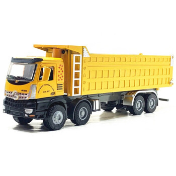 精邦仿真自卸重型卡车运输车合金车模汽车模型玩具翻斗车工程车礼物 22cm黄色自卸车85019