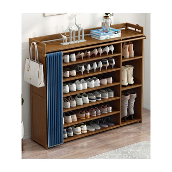 鞋架子家用经济型室内好看简易门口收纳神器实木多层防尘布艺鞋柜70长