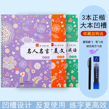 同飞凹槽练字帖成人行书速成行楷书钢笔字帖硬笔男女生反复神器成年正楷字体临摹初学漂亮初高中大学生书法正楷3本千古美文 名人名言 常用字与成语 图片价格品牌报价 京东