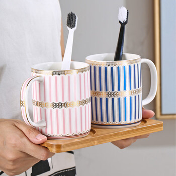 漱口杯情侣北欧陶瓷杯轻奢套装洗漱杯家用浴室创意刷牙杯子简约牙