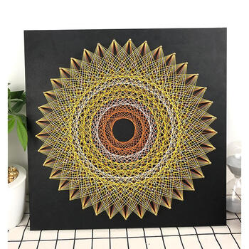 北欧钉子画diy手工制作材料包客厅创意3d立体装饰画纱线画弦丝画 黄色