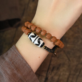 原创星月菩提子双层手串女个性文玩佛珠民族风手链男配饰 女16码狼牙