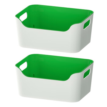 店瓦瑞拉塑料收纳抽屉分格整理小盒子无盖储物置物神绿色盒子24x17cm2