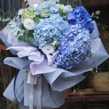 满味园鲜花速递同城配送满天星蓝绣球混搭生日花束男士父节日纪念日