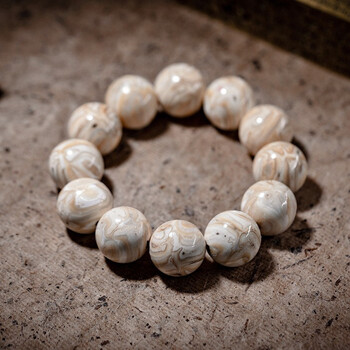时乾 天然猛犸象牙臼齿手串 玉化石手链女男款 民族风佛珠文玩手钏