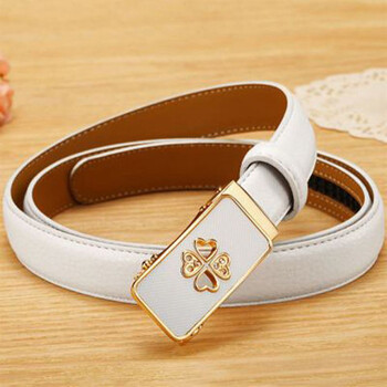 精选女生皮带真皮自动扣细腰带真皮时尚百搭女士裤腰带哈璐亚窄版宽24