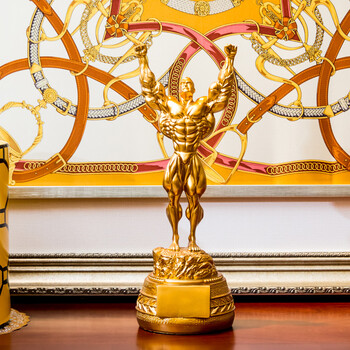 健身摆件拳王肌肉男健美先生体操小人健身比赛奖杯大力士雕塑健身房