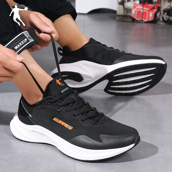 男鞋运动鞋子休闲鞋冬季跑步鞋男士慢跑旅游鞋黑色酸橙色40内长250