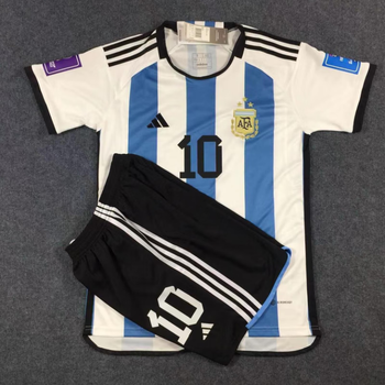 2022世界杯新款阿根廷球衣三星刺绣版国家队10号梅西足球服套装梅西