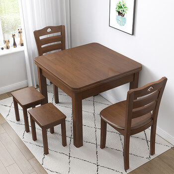 小户型家用饭桌正方形简约纯实木方桌家用八 80x80单桌到楼下自己装