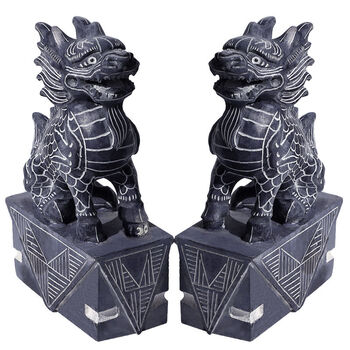 石雕麒麟石头一对青石雕刻家居风水门口摆件高40长24宽12厘米一对