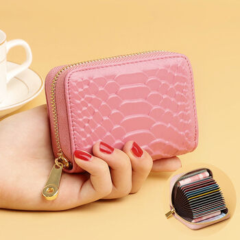 新款时尚卡包女防消磁卡套防盗刷小巧大容量多卡位男银行卡套桃粉色