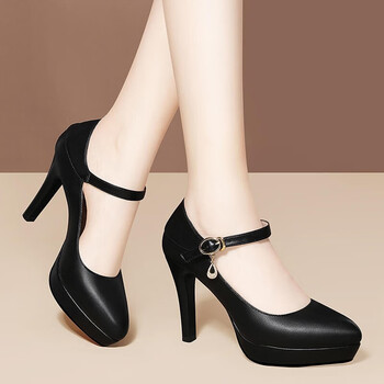 梵侈赫尔轻奢品牌旗袍走秀高跟鞋女2021新款春季百搭一字扣单鞋女细跟