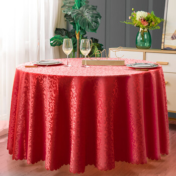 酒店桌布台布欧式大圆桌桌布布料布艺餐桌餐厅饭店布套罩台布红色200