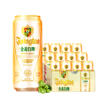 青島啤酒（TsingTao）精釀白啤 濃郁麥香古法釀造500ml*12聽 整箱裝  秋日出游