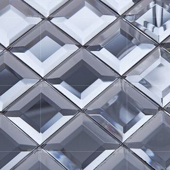 马赛克水晶玻璃自粘金色镜面贴3d立体5面磨边柱子电视背景墙无缝 灰色