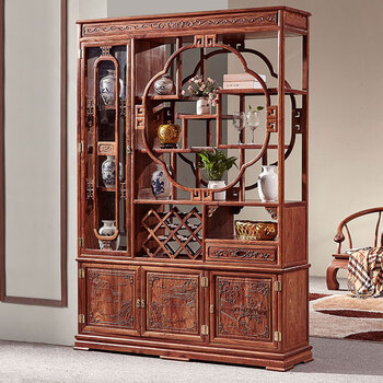 敬义堂红木家具非洲花梨学名刺猬紫檀酒柜玄关柜旋转隔断柜实木新中式