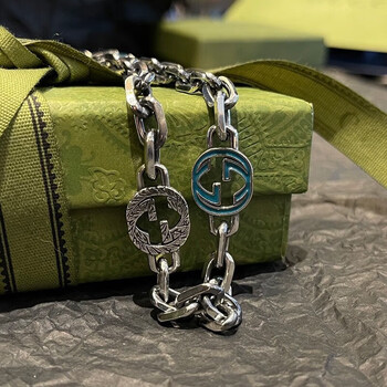 古驰(gucci)互扣式双g项链925银饰  ins小清新送男友送女友同款简约