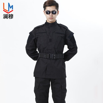 澜穆 外军迷彩服男春秋加厚耐磨战术服军迷户外cs野战服套装劳保工作服 黑色套装 XXL-融创集采商城