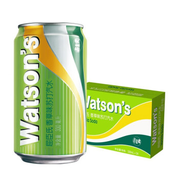 屈臣氏（Watsons）苏打汽水 香草味 低糖0脂低卡 气泡饮料 调酒推荐 330ml*24罐