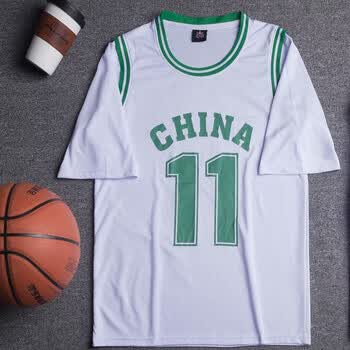 乔丹中国队篮球服假两件套装男女短袖球衣定制情侣嘻哈街头上衣 白色