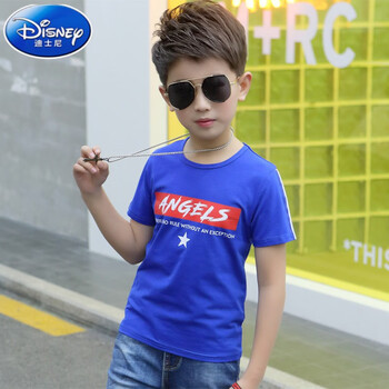 短袖t恤夏装新款韩版儿童纯棉t恤12中大童15百搭打底衫潮boy 蓝色ang