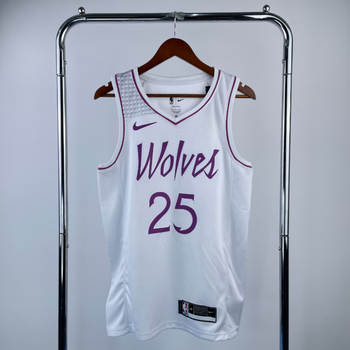 景霸nba球衣森林狼队白粉色1号爱德华兹25号罗斯0号拉塞尔25号罗斯s