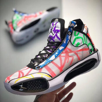 aj34蜡笔涂鸦休闲运动跑步鞋男子实战篮球鞋da1897-100 公司 40