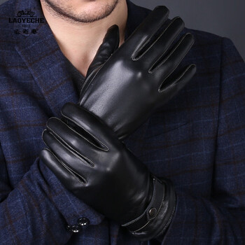 老爷车真皮手套男士冬季保暖加绒手套户外加厚羊皮驾驶骑车皮手套男st