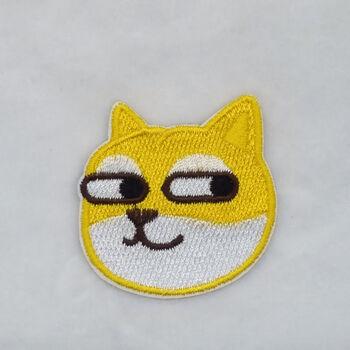 贴纸抖音同款流汗黄豆emoji无语表情笑脸包刺绣布贴自粘补丁个性搞笑