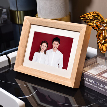左岸拾年现代北欧创意实木结婚登记照相框摆台横版海马体同款证件照打