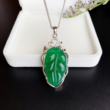 新生妈妈礼物 项链绿玉髓葫芦项链女银小水滴玉石吊坠送妈妈母节生日