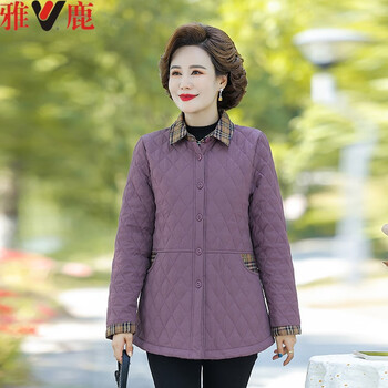 雅鹿秋冬装棉服中老年人女加肥加大码薄款棉衣200斤胖妈妈外套小棉袄