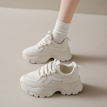 361爹鞋女2023新款秋季小码34厚底百搭软底防滑显脚小白色运动鞋潮米