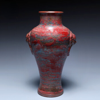 河南禹州神垕钧瓷花瓶 家居客厅玄关瓷器装饰摆件 卢钧益寿瓶 (高36cm