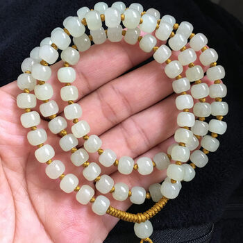 嫚纤原创老型珠和田玉项链绳玉珠挂绳玉坠玉佩吊坠绳子男玉石珠链配绳