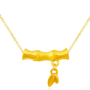 老凤祥黄金竹节项链有你竹够锁骨链情人节礼物送老婆结婚纪念礼 竹节