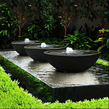 大理石头流水钵喷泉石盆水景观雕塑户外庭院水池装饰石雕鱼缸摆件直径