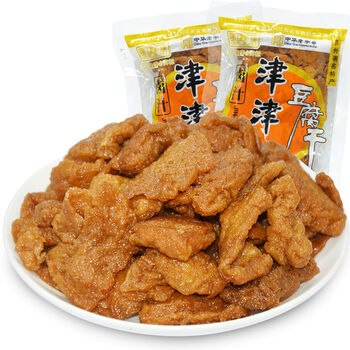 中华津津卤汁豆腐干苏州特产休闲零食90g袋5袋五香牛肉味偏甜