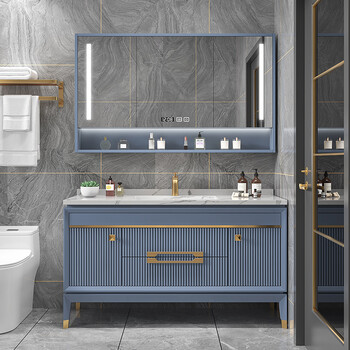 凸凸tutu简约现代浴室柜组合落地式岩板洗手洗脸盆柜卫生间洗漱台智能