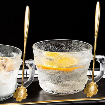 酷季简约冰川杯玻璃茶杯咖啡燕麦早餐杯子家用水杯麦片女夏大容量带 