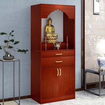 佛龛神台立柜供桌家用财神供台观音菩萨香火供奉佛台1古檀木色40cm