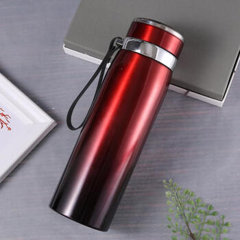 简约时尚潮流杯子男女士户外便携大容量运动保温杯渐变石榴红1000毫升