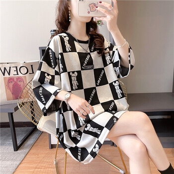 夏季新款大码女装宽松韩版学生字母中长款纯棉t恤半袖上衣服女白色m